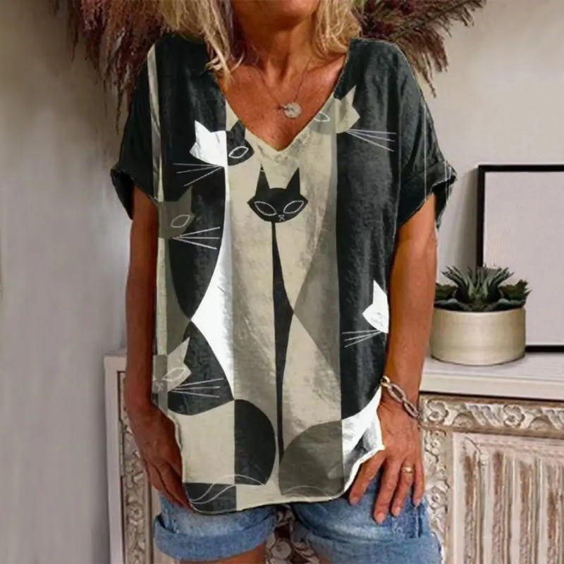 Camiseta feminina retrô Cat's T-Shirt